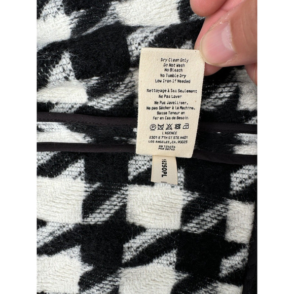 L' Agence Houndstooth print trench coat jacket black & white Sz. 8 New with tags - Picture 15 of 15